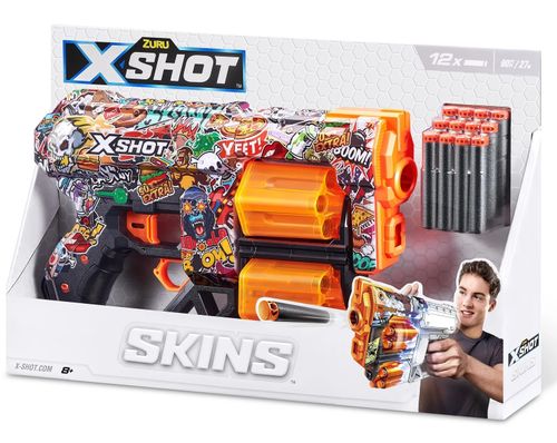 רובה ילדים אקס שוט SKINS כולל 12 חיצי ספוג למשחקי מלחמה עם חברים בחצר - SKETCH