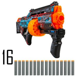 רובה משחק לילדים עם מחסנית תוף מסתובבת ו 16 חיצי ספוג - WARZONE