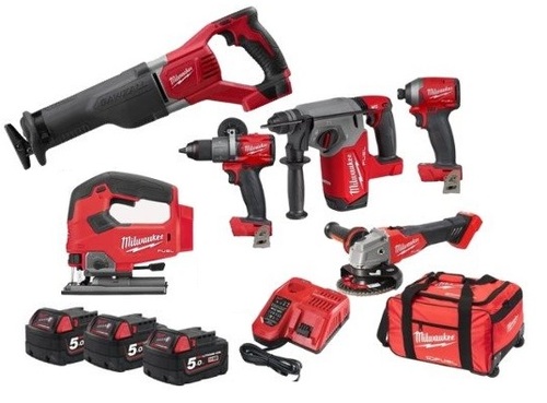 סט דבלין 6 כלים 3 סוללת 5A דגם Milwaukee Dublin Packout Fuel 18V
