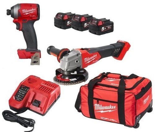 סט דבלין 2 כלים 3 סוללת 5A דגם Milwaukee Dublin Packout Fuel 18V