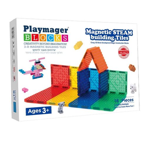 משטחי מגנט מותאמים ללגו 16 חלקים PLAYMAGER