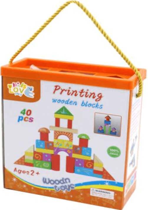 קוביות עץ בקופסא סדרן צורות 40 חלקים
