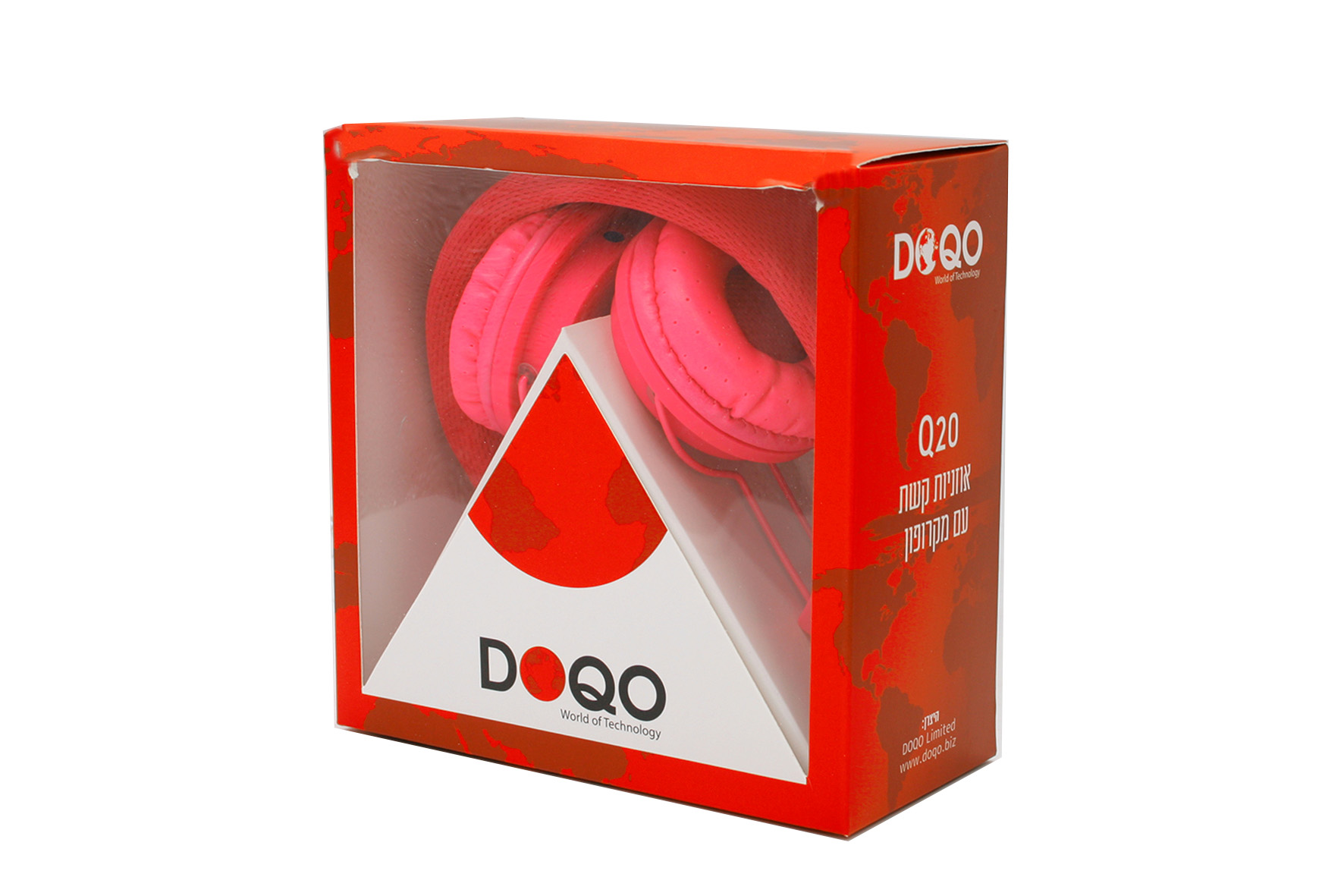 אוזניות קשת עם מיקרופון - ורוד DOQO Q20