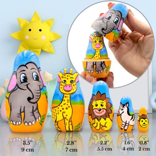 בבושקה מטריושקה חיות פרא 5 חלקים 5182