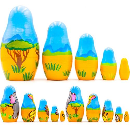 בבושקה מטריושקה חיות פרא 5 חלקים 5182