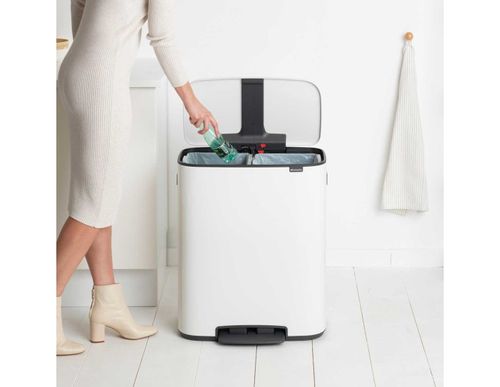 פח פדל הפרדה 30 + 30 ליטר, לבן ברבנטיה | Brabantia Bo