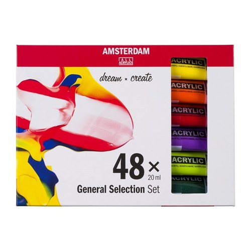 סט 48 צבעי אקריליק AMSTERDAM, שפורפרות 20 מ