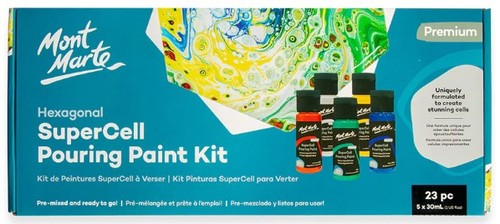 ערכת ציוד ליצירה בטכיקת פורינג (23 חלקים)  SuperCell pouring Paint Kit