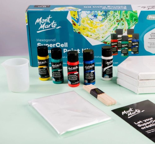 ערכת ציוד ליצירה בטכיקת פורינג (23 חלקים)  SuperCell pouring Paint Kit