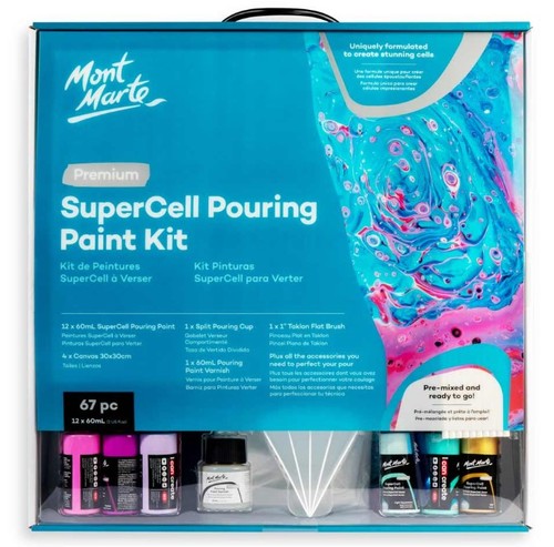 ערכת ציוד ליצירה בטכיקת פורינג (67 חלקים) SuperCell pouring Paint Kit
