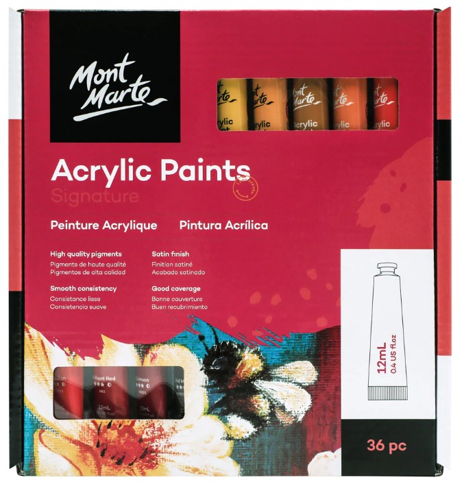 סט 36 צבעי אקריליק (12 מ"ל)  MONT MARTE  Acrylic Paints