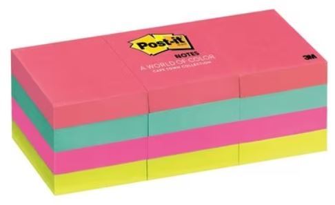 פתקיות ממו צבעוניות POST-IT 38X51 (100 דף) - מארז 12
