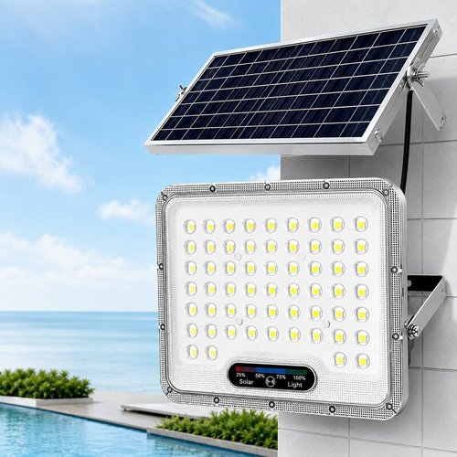 פרוז'קטור סולארי 100W + חיישן תנועה לבן חם ושלט אלחוטי
