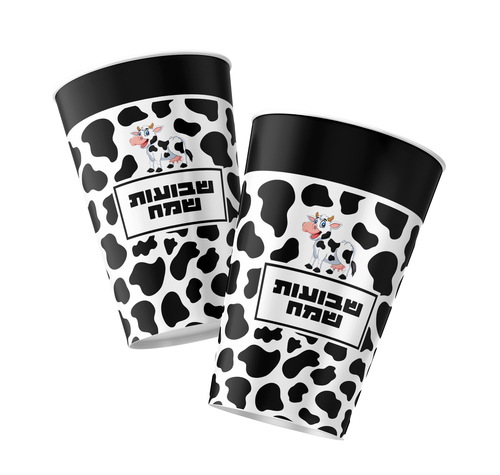 כוסות נייר לשבועות דגם לבנה הפרה 