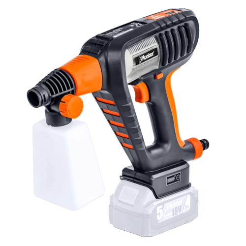 אקדח שטיפה בלחץ נטען 18V + סוללה 2.5 AH + מטען 3 AH .