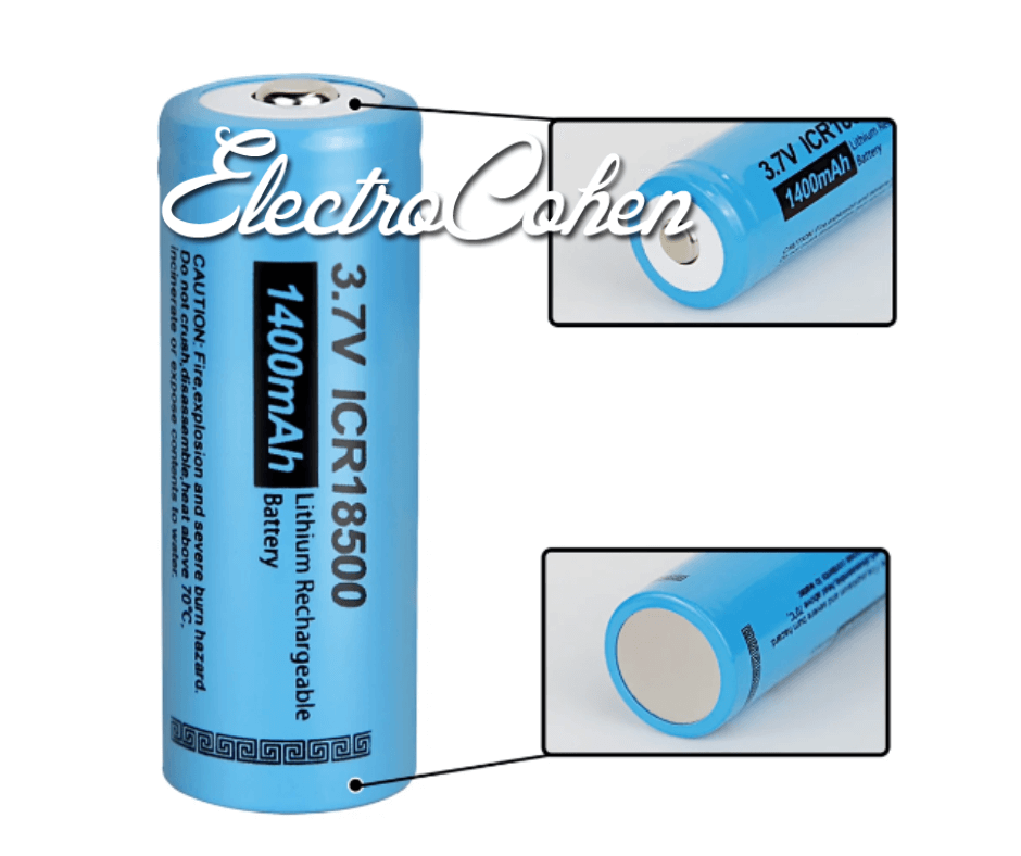 סוללה ליתיום נטענת 18500 1400MaH 3.7V PKCELL