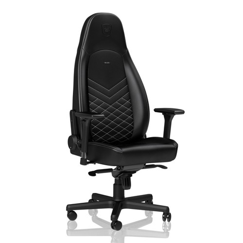 כיסא גיימינג NOBLECHAIRS ICON BLACK/PLATINUM WHITE בצבע שחור/לבן פלטינה