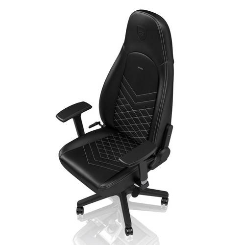כיסא גיימינג NOBLECHAIRS ICON BLACK/PLATINUM WHITE בצבע שחור/לבן פלטינה