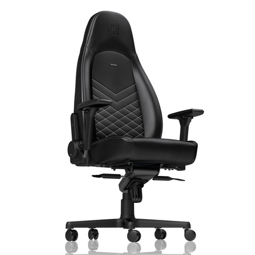 כיסא גיימינג NOBLECHAIRS ICON BLACK/PLATINUM WHITE בצבע שחור/לבן פלטינה