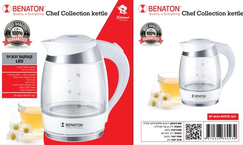  ‏קומקום זכוכית 1.8 ‏ליטר Benaton BT-8023