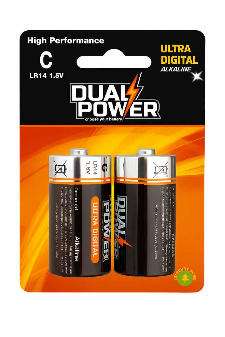 בליסטר 2 סוללות DUAL POWER  C-LR14