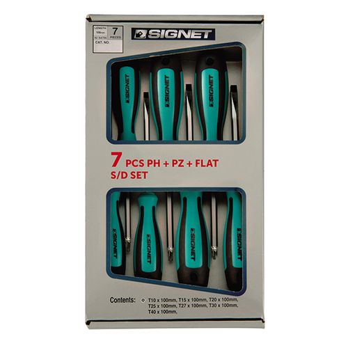 סט מברגים PH+PZ+שטוח 7 יח SIGNET