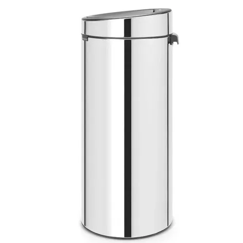 פח ברבנטיה למטבח 30 ליטר - Brabantia ניקל מבריק מתוך קולקציית פחי אשפה למטבח (מבט מהצד) - פתרון פונקציונלי ואסתטי לארגון הבית