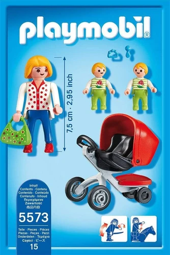 משחק פליימוביל אמא עם עגלת תאומים לגילאי 4+