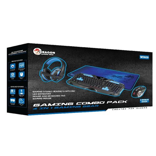 ערכת גיימינג Dragon Gaming Combo Pack שחור/כחול