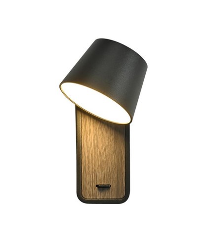 דקור קיר שחור + עץ LED