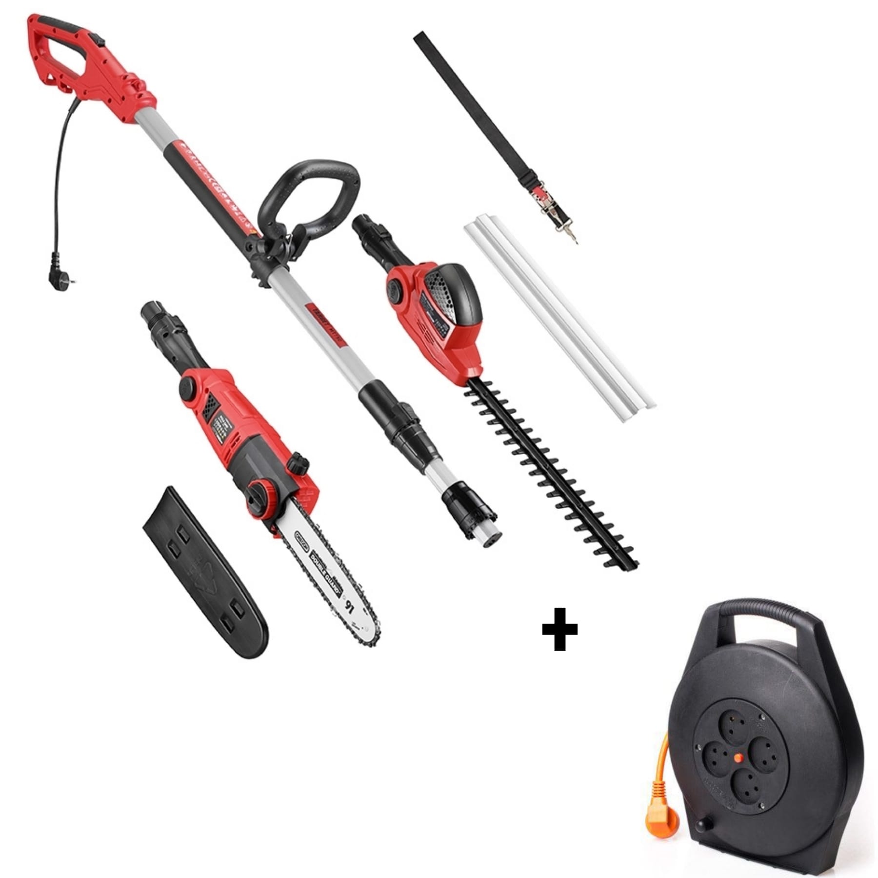 גוזם גדר חיה משור גובה ומגזמת MT750 + תוף חשמל 10 מטר