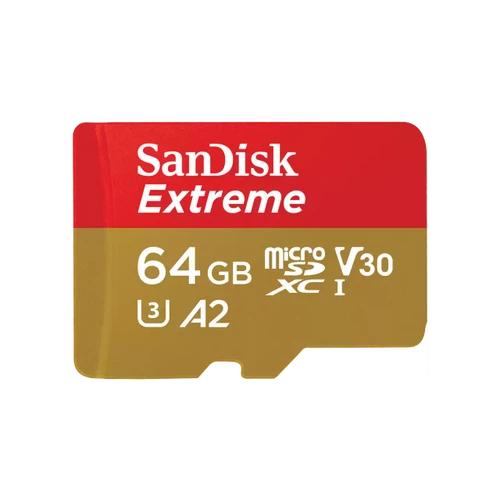 כרטיס זיכרון SanDisk Extreme microSDXC SDSQXAH-064G-GN6GN A2 V30 נפח 64GB