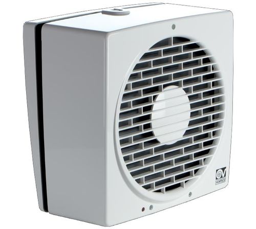 שואב אוויר צירי דו כיווני Vortice VARIO AR-LL-S מק״ט 12415 - מכשיר אוורור 300מ״מ עם תריס אוטומטי חשמלי להתקנה על חלון או קיר, בנוי מפלסטיק ABS עמיד UV