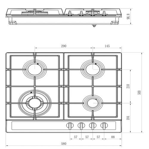 ‏כיריים גז Ly Vent HOT664 ליוונט