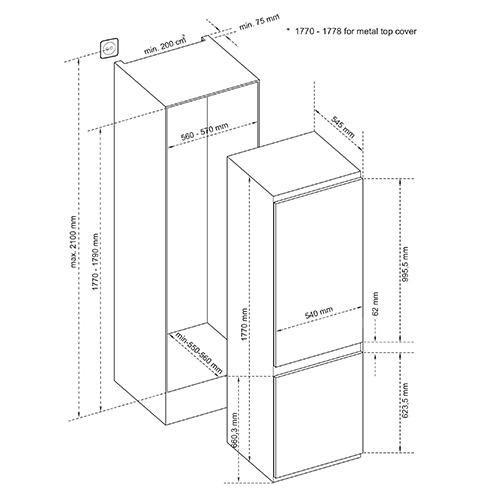 מקרר מקפיא תחתון GENERAL 283 ליטר GE2761B1