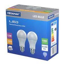 זוג נורות אור חם 12W E27 A60