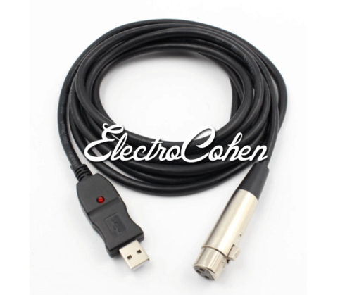 מתאם XLR זכר לUSB זכר באורך 3 מטר איכותי ועבה