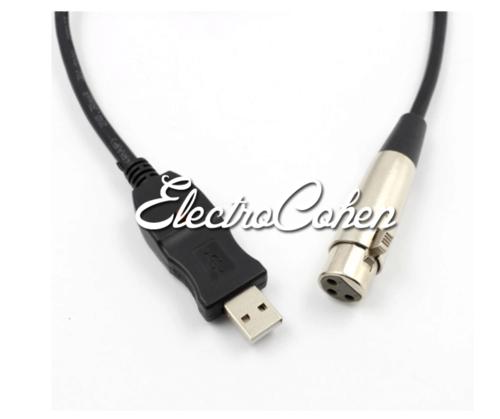 מתאם XLR זכר לUSB זכר באורך 3 מטר איכותי ועבה