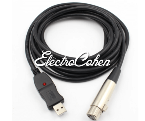 מתאם XLR זכר לUSB זכר באורך 3 מטר איכותי ועבה