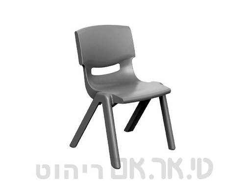 כסא תלמיד פלסטיק יצוק בצבע אפור כהה