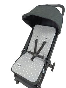 ריפודית דו-צדדית לעגלה 100% כותנה אורגנית במילוי ויסקו - כוכבים אפור