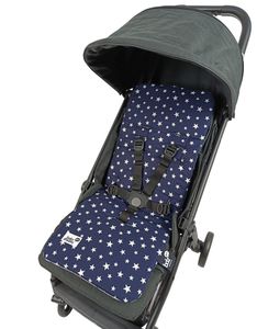 ריפודית דו-צדדית לעגלה 100% כותנה אורגנית במילוי ויסקו - כוכבים כחול