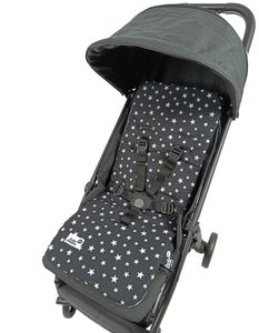 ריפודית דו-צדדית לעגלה 100% כותנה אורגנית במילוי ויסקו - כוכבים שחור