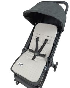 ריפודית דו-צדדית לעגלה 100% כותנה אורגנית במילוי ויסקו - נקודות אפור