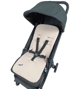 ריפודית דו-צדדית לעגלה 100% כותנה אורגנית במילוי ויסקו - נקודות ורוד