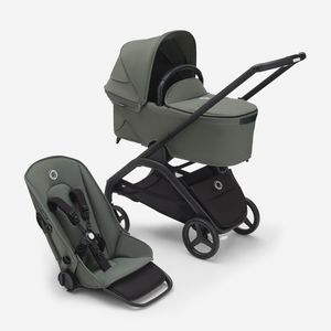 עגלת משולבת Bugaboo Dragonfly בוגבו דרגונפליי שלדה שחורה בדים ירוק גגון ירוק 