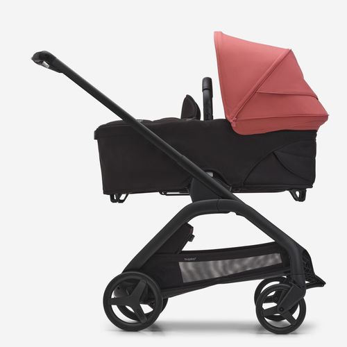 עגלת משולבת Bugaboo Dragonfly בוגבו דרגונפליי שלדה שחורה בד שחור גגון אדום 