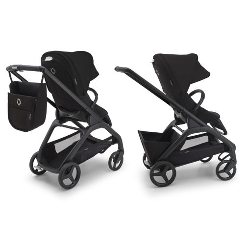 עגלת משולבת Bugaboo Dragonfly בוגבו דרגונפליי שלדה שחורה בד שחור גגון לבן מיסטי