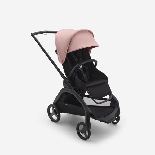 עגלת משולבת Bugaboo Dragonfly בוגבו דרגונפליי שלדה שחורה בד שחור גגון ורוד בוקר