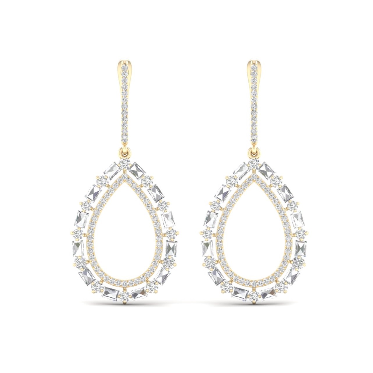 עגילי יהלומים 1.0ct יוקרתיים בעיצוב טיפה מזהב 14K